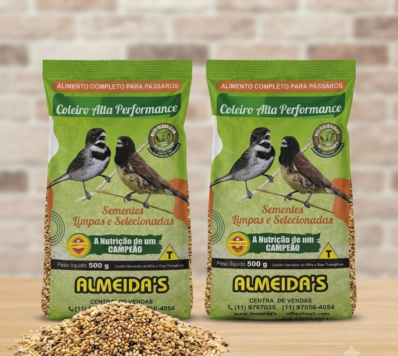 Coleiro Alta Performance Almeidas 500g Alimento Completo para Pássaros