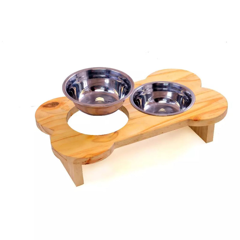 Comedouro e Bebedouro Pet para Cães e Gatos Elevado com 2 Potes Tam P