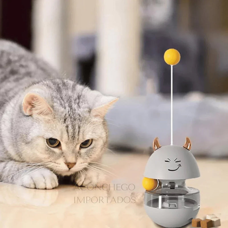 Comedouro Interativo para Gatos Giratório Divertido - Petisco Ração